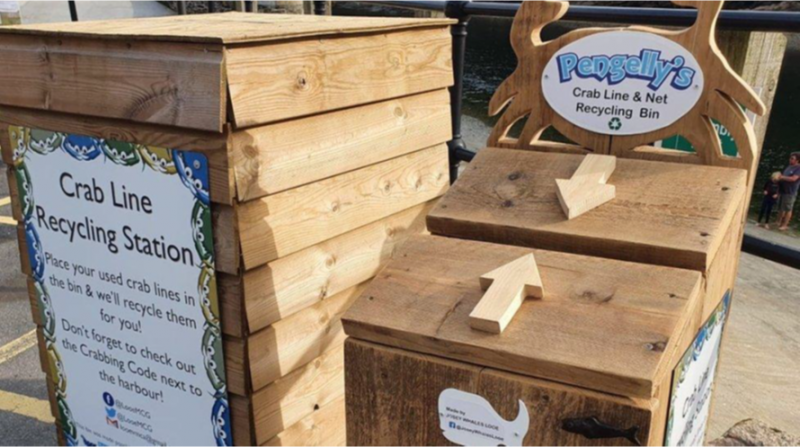 Wooden boxes for crab line recycling